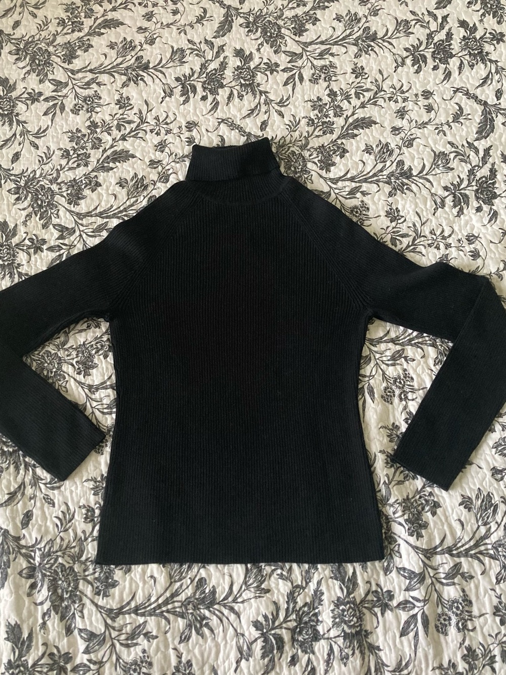 JEANNE PIERRE Black Ribbed Turtleneck Sweater